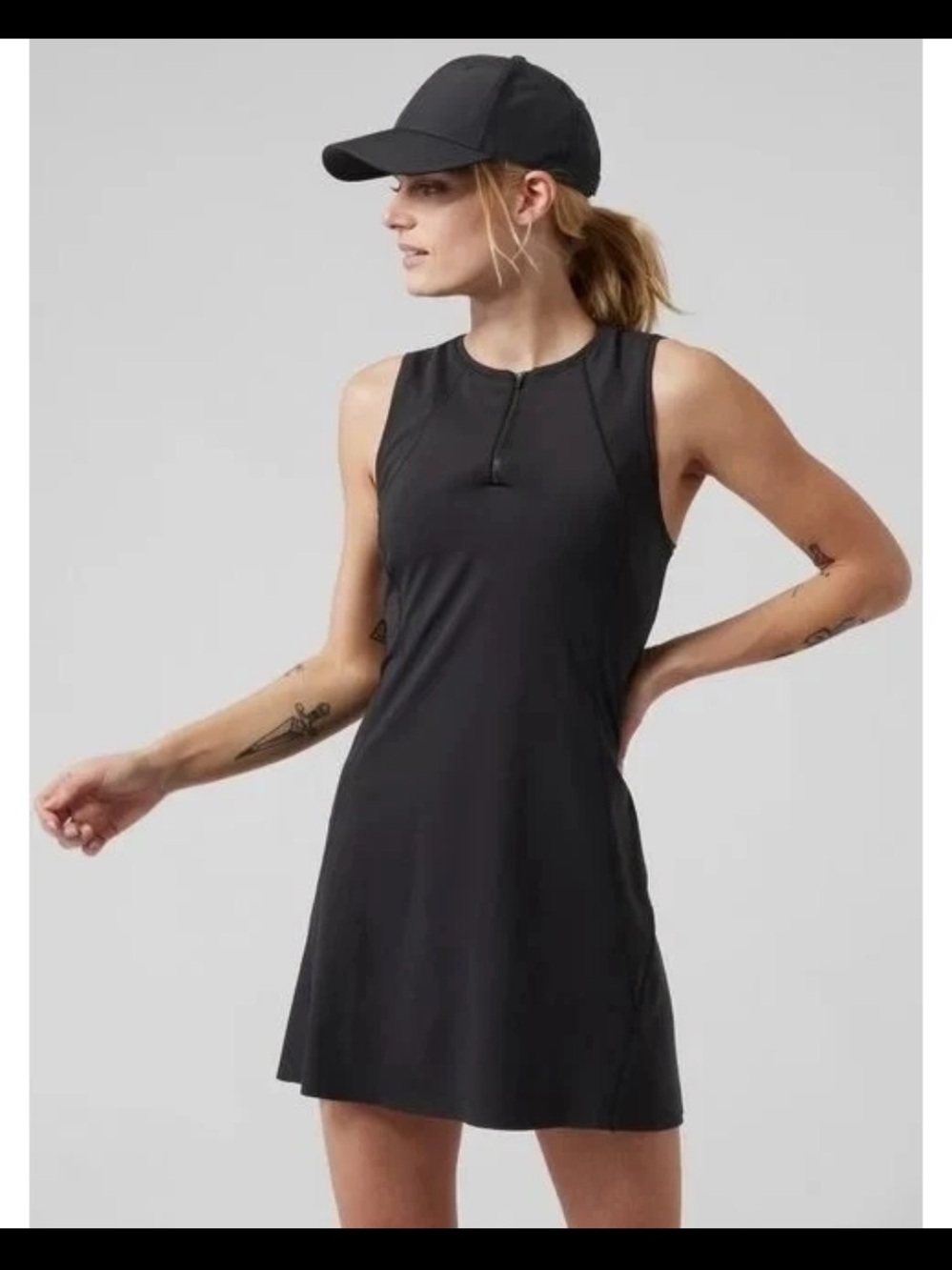 Nwot Athleta ACE Tennis Dress Jersey Dress black casual active summer 90$